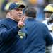 Michigan defensive coordinator Greg Mattison signals to the sideline during spring practice at Michigan Stadium on Saturday, April 13, 2013. Melanie Maxwell I AnnArbor.com